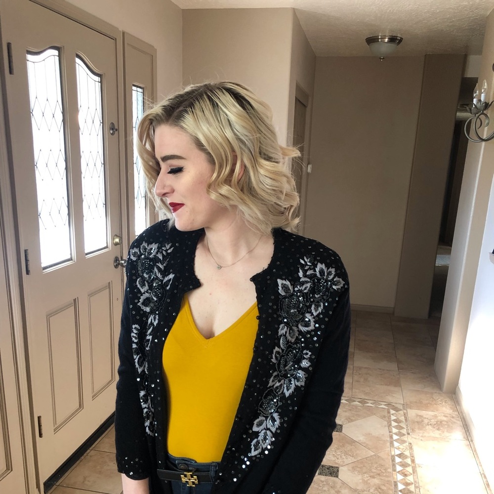 Vintage cardigan sweater with sequence